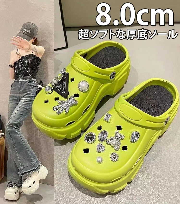 かわいいキラキラ厚底スリッパサンダル