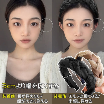 オーガンジー編みカチューシャ
